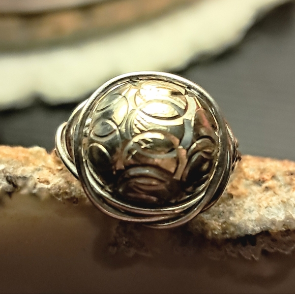 Jewelry - 🌇HOLD for CG.🌇Vintage Wire Wrapped Bead Ring, Size 8